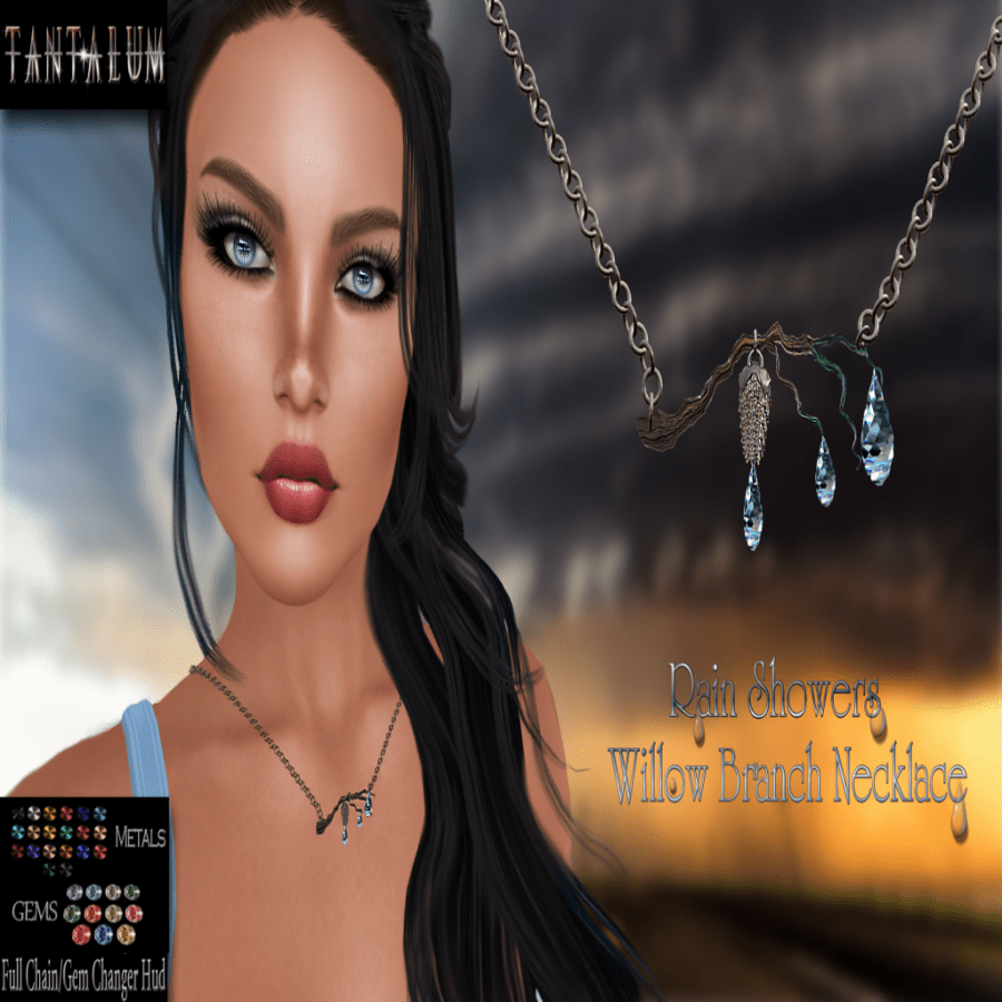 ~Tantalum~ Rain Showers Willow Branch Necklace